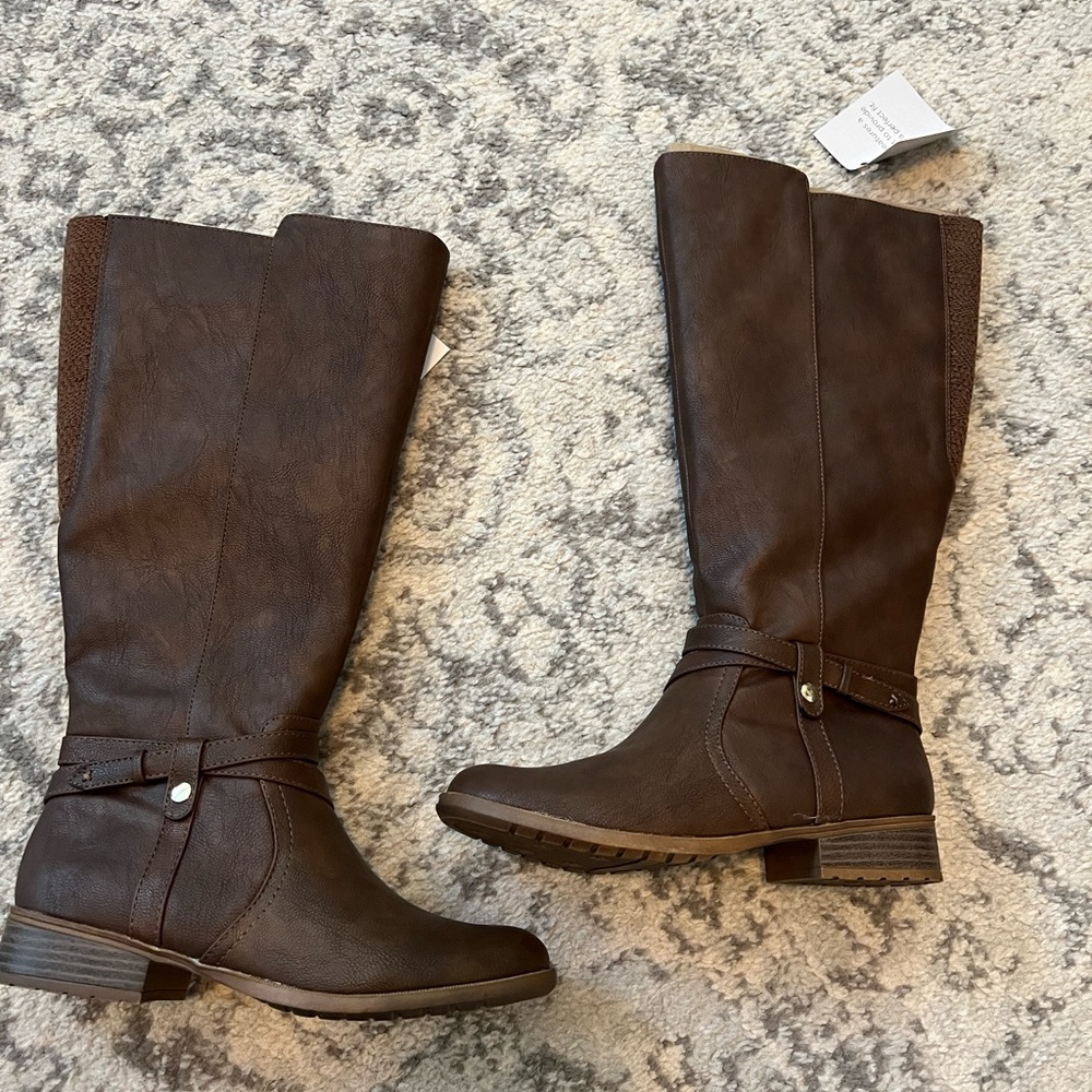NWT wide calf boots LifeStride XTROVERT Dk Tan size 7 women’s